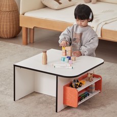 [신제품 단독 추가할인] 알로 좌식책상 아기밥상 티테이블 키즈 놀이 테이블 600 800 1200 (E0 등급), 600 (수납 선반 추가)