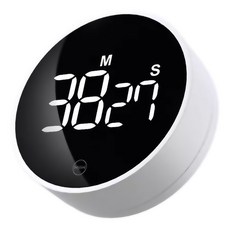 廚房計時器 靜享 旋轉 計時器 大螢幕 精準 廚房 烘焙 運動 倒數 碼表 磁吸 正反計時 測量 LED顯示, 白色, 1個