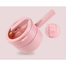 [NEW] 멀티쿠커 세라믹 2단 전기 라면포트 냄비 다기능 가정용 전기 냄비, 1.6L+찜기  핑크