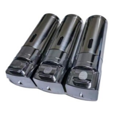 무지스 호텔 스텐 샴푸 바디워시 디스펜서 무타공 벽걸이 욕실 화장실 샴푸통 손세정기 물비누통 손세정제, 1개, 3구