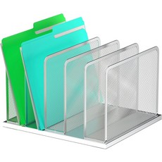 KuntineB 데스크 파일 정리함 업라이트 메시 데스크톱 사무실 홀더 실버 팩 5섹션, Silver, 1 Pack 5-Section