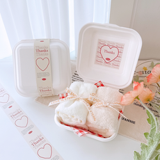 [꼬모멜로소] 선물 포장 수제 도시락 답례 땡큐 감사 띠지 스티커, 120개, 6.땡큐손하트/띠지+스티커