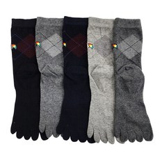 아놀드파마 남자발가락양말 장목 패션 아가일 무좀방지 기능성 양말 5족 국내산