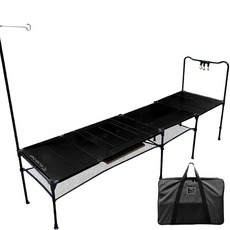 Wilder Chief 荒野酋長 荒野戰術積木桌 黑色 奶茶沙【野外營】積木桌 戰術積木桌 燈柱 側掛架, 黑-旗艦版