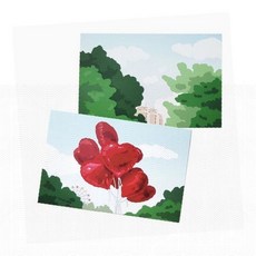 엽서 포스트카드 풍경 꽃 일러스트 다꾸 스티커 문구용품 편지지 카드, 상세페이지 참조, 2 하트풍선