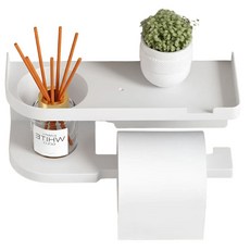 다용도 무타공 화장실 선반 휴지걸이, 화이트, 1개