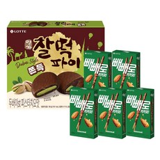 명가 찰떡파이 두쫀쿠 두바이ST 피스타치오맛 300g x1개+아몬드빼빼로 32g x5개