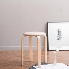 10X10 素色實木布椅凳, 米色