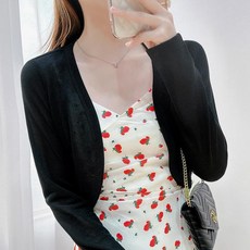 여성 봄용 가디건 골지 숏 단추