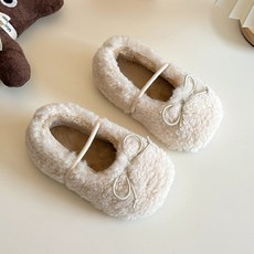 몽글리본퍼플랫 아동 보아털 메리제인 퍼슈즈 겨울 유아 실내화 폭신 따뜻한 아기신발 털슬리퍼