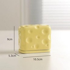 陶瓷奶酪牙籤牙線收納筒, 奶黃色, 陶瓷奶酪牙籤/牙線筒, 1個