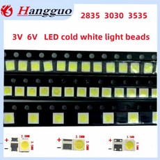 LED 콜드 화이트 라이트 비즈 LCD TV 백라이트 3030 3535/2835 3V 6V 100PCs/로트, 3535 6V, 100PCS