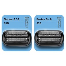 시리즈 5/6 53B 브라운 전기 포일 면도기용 교체 헤드 차세대 면도기 5020cs 5018s 5035s 5049cs 5050cs 6020s 6040cs 6075cc 607, 1 Count (Pack of 2)