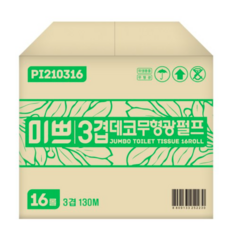 미쁘 점보롤, 미쁘 3겹 데코 꽃무늬 무형광 점보롤, 1개, 16개입