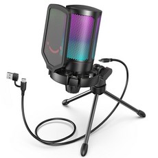FIFINE USB RGB YouTube Skype Discord Zoom 콘덴서 마이크 라이팅 카디오이드 지향성, 상세페이지 참조, 상세페이지 참조