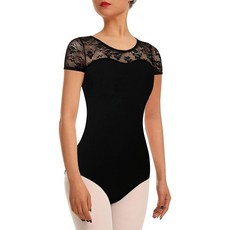 발레복 체조 반팔 탱크 레이스 중공 댄스웨어 유니폼 백 여성 레오타드