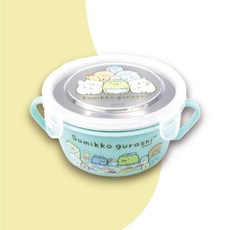 寶貝龍 角落生物304不鏽鋼雙耳隔熱碗附蓋, 1個, SG52052b