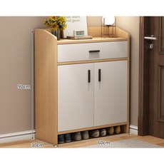 Tixpra 아파트 원룸 신발장 현관 수납장 다용도 콘솔, 4단, 오크화이트 60CM