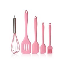 롤판다 실리콘 조리도구 5p 세트, 프라이팬삽+거품기+큰 면도기+작은 면도기+기름솔, 핑크, 1개