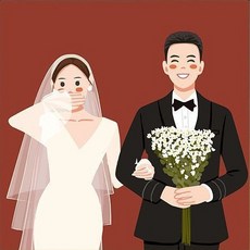 신랑신부 일러스트 3D보석 십자수 커플 함께 하는 다이어몬드페이팅 비즈공예 큐빅 스트레스 해소 사랑 담아 있는 DIY 만들기세트 기념일선물, 신랑신부 001, 60*60, 1개