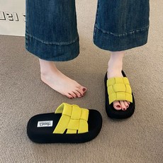 투니스 여성 체크 캐주얼 통굽 슬리퍼 5cm