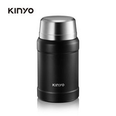 KINYO 316不鏽鋼真空燜燒罐 800ml (附湯匙 杯蓋碗 雙層保溫袋) KIM-48, 黑