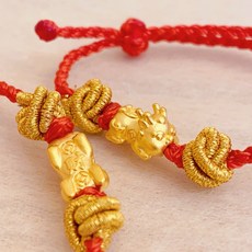 儒家寶寶 純金9999 貔貅玫瑰元寶編織手繩/手鏈