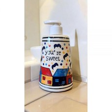 JGARTS 폼 핸드 비누 디스펜서 300ml 욕실 로션 펌프 포밍 세라믹 접시 액체 주방용 액체를 채울 수 있음 욕실/주방용 멀티컬러 물방울 무늬, JGARTS 폼 핸드 비누 디스펜서 300ml 욕실 로