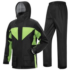 남녀용 ICREEK 모터사이클 레인 레인기어 방풍 고감도 방수 레인코트 수트, Black With Green, XXLarge