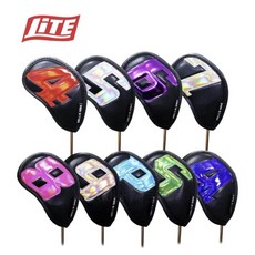 高爾夫球桿套 彩色號碼造型 輕巧耐用 時尚球具配件, LITE GOLF 超炫彩色數字 鐵桿套黑/白色, 9個