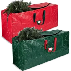 LUSQI 크리스마스 트리 보관 가방 7.5-9피트 다기능 방수 레드 그린 그레이 강한 옥스포드 천 상자, 05 2PC-106-25-25CM
