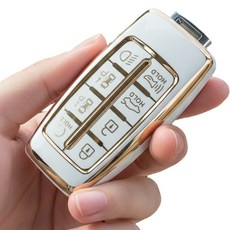 포스워백 제네시스 G70 G80 GV70 GV80 호환 스마트키 TPU 케이스, 8버튼, 하양