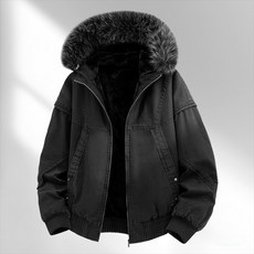 秋冬戶外彈力加絨加厚保暖防風防水寬鬆水洗連帽毛領夾克棉外套