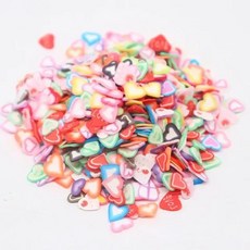 GEEKI 셀프 네일 아트 재료 장식 매니큐어 페디큐어 DIY Boxi 슬라임 스타 플라워 하트 캔디 과일 슬라이스 멀티 시리즈 폴리머 클레이 스프링클 수제 액세서리 10g, [15] love heart 01