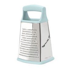 Tovolo Elements 4면 박스 강판 - 거친 중간 미세 슬라이스 면이 있는 스테인리스 스틸 치즈 슈레더 편안한 손잡이 및 주방 준비를 위한 안정적인 베이스 라지, Blue Haze