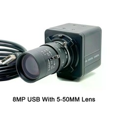 8MP 4K USB 웹캠 IMX415 5-50mm 가변 초점 CS 렌즈 F5253 박스 산업용 카메라 OTG UVC 호환 플러그 앤 플, 없음, 8MP USB (5-50mm 렌즈포함)