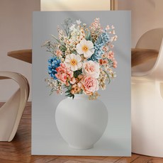 풍수 돈들어오는 화월 꽃담은 달항아리 캔버스 그림액자 인테리어그림 개업 집들이선물 5종, 04.야생화달항아리