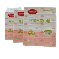 JIMAN洁曼 可濕水面巾紙 親膚舒適 柔軟細滑 方便攜帶, 10套, 360張