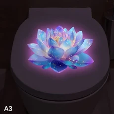 앰비언스 장식 스티커 벽 데칼 자가 접착식 야광 연꽃 화장실 욕실 변기 뚜껑, [03] A3, 03 A3