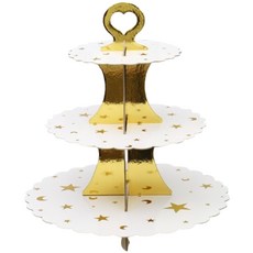 派對三層蛋糕架, 燙金星星月亮, 1個