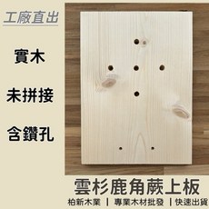 【柏新木業】雲杉鹿角蕨上板 30*22*1.8 cm 實木DIY木板，手工藝鹿角蕨板材，鹿角蕨資材，原木板, 1個, 穿線孔+透氣孔,30*22*1.8公分（9片）
