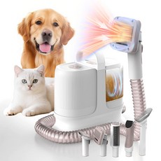 ESSENWOO 진공 흡입 미용기 400W올인원 12kPa스마트진공미용기 강아지 고양이 무선 바리깡 애견 이발기 클리퍼 트리머 브러쉬, 1개, 화이트