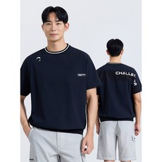 챌린저 봄 남성 메쉬 빅로고 라운드 반팔 우븐탑 (블랙) CHF2MWT6211BK
