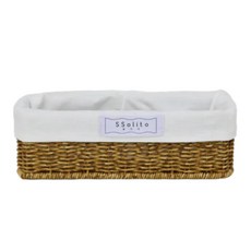 쏠리또 내츄럴 PP 오픈형 라탄바구니+코튼안감세트 사각바구니 수건 수납함 보관함, 짙은색(옵션7+화이트안감), 1세트