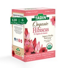 타딘 유기농 히비스커스 허브티 카페인 프리 상자당 티백 Tadin Organic Hibiscus Tea Everyday Wellness Caffeine Free Herbal, 1개