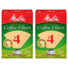 Melitta #4 커피 필터 내추럴 브라운 필터 100개 2팩., Melitta #4 커피 필터, 내추럴 브라운, 필터