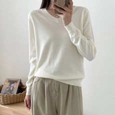 마이쏭 여성 봄니트 기본니트 이너티 로디브이넥니트