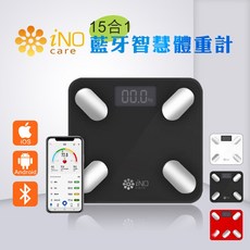 iNO care 藍牙智慧體重計，15合1健康管理，可記憶8人資料，高精度測量, 尊爵黑, 1個, CD-850