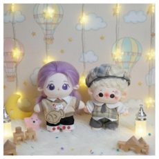 도르멍 귀여운 20cm 솜인형 뽀송 인형옷 2p 세트 커플룩 파자마 잠옷 교복 공룡 시바 배레모 니트 모자, 1세트, 베레모 X 니트 교복 세트