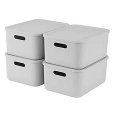 엠비코 국내산 다용도 팬트리 리빙박스, 그레이, 4개